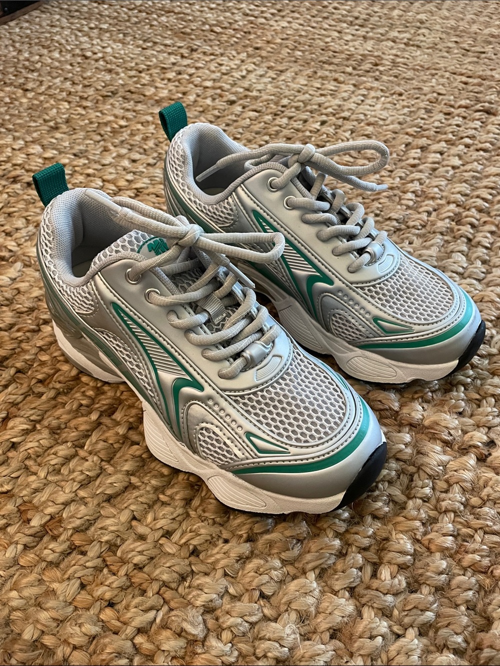 Steve Madden Gray and Green Chunky Athletic Sneakers